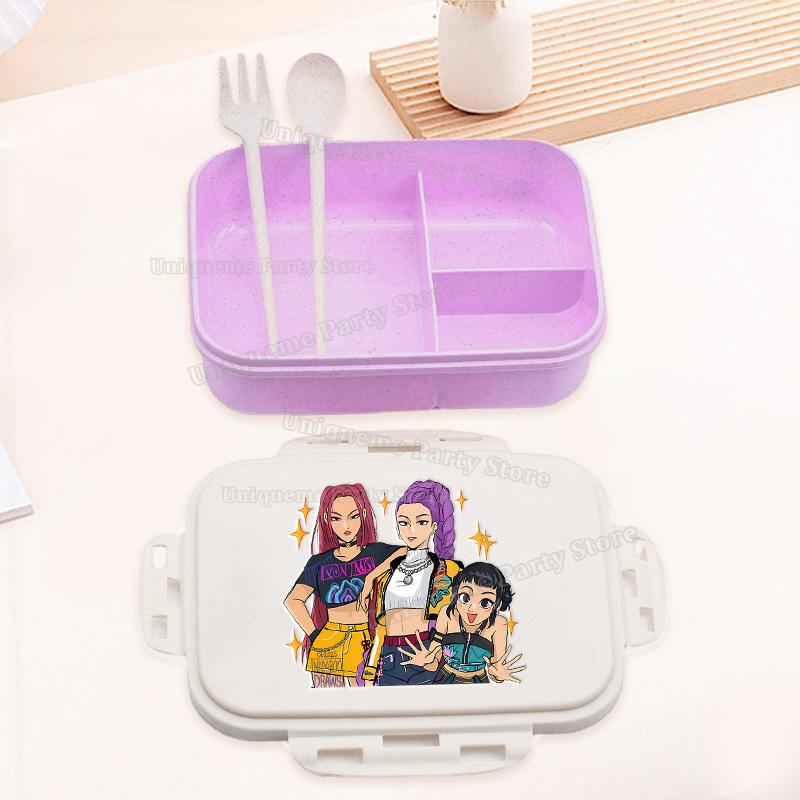 Kpop Demon Hunters Student Bento Boxes Rumi Mira Zoey Portable Kids Lunch Box School Office Microwave Fruit Food Container