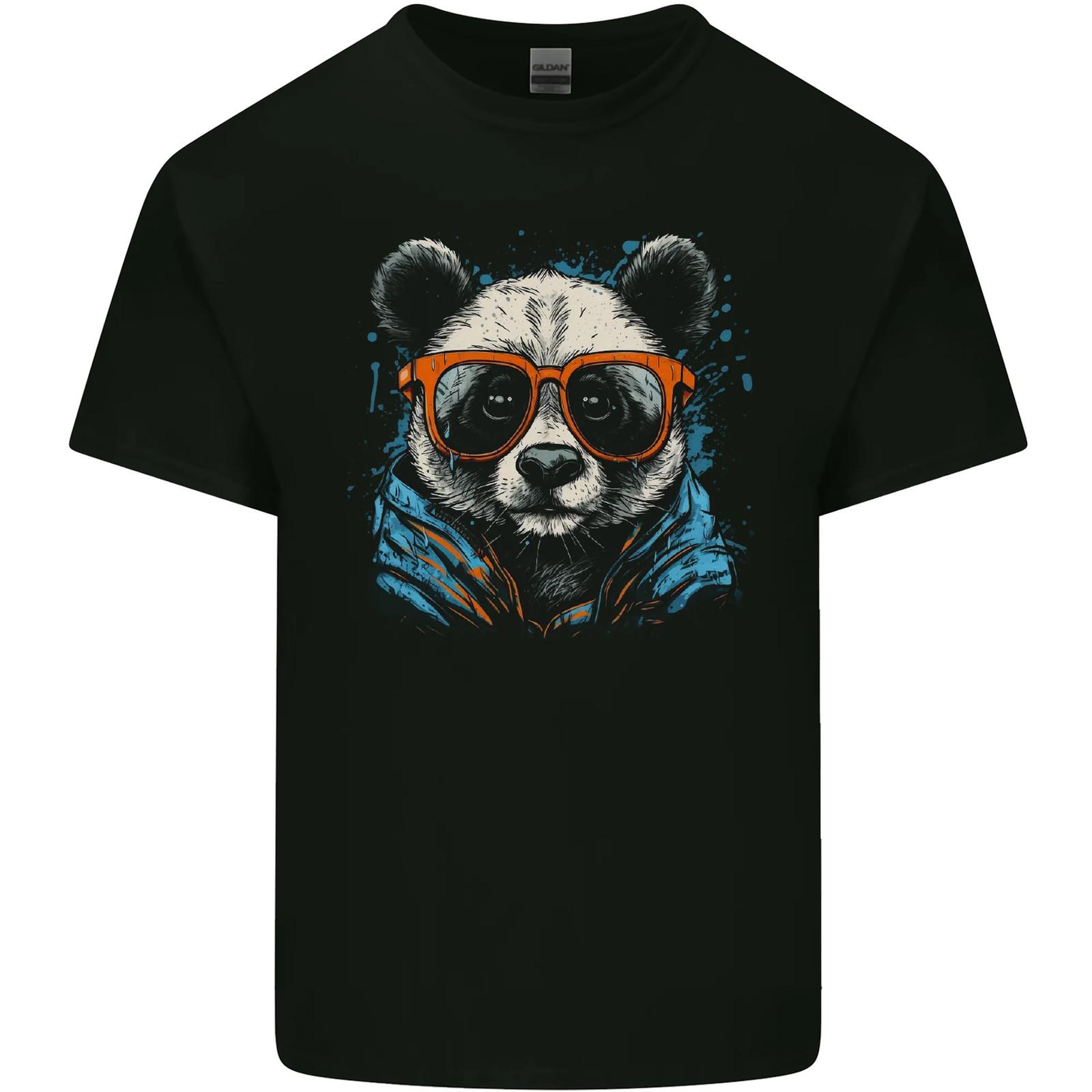 A Cool Panda Wearing Glasses Mens Cotton T-Shirt Tee Top S