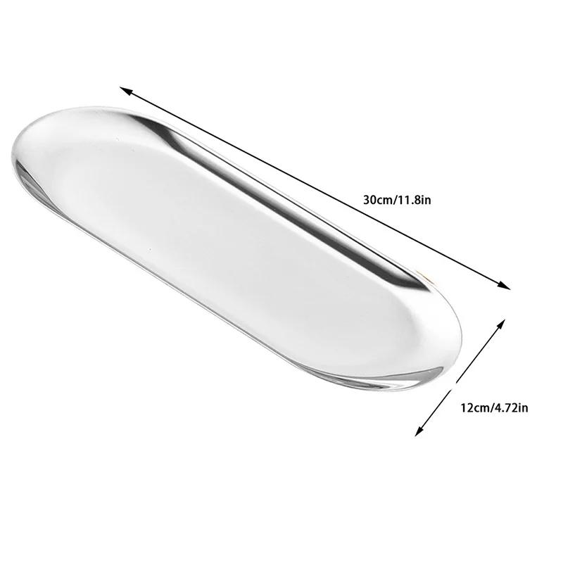 Stainless Steel Dining Dish Plate Tray Jewelry Cosmetic Decorative Trays Organizer Snack Nut Fruit Cake Holder Storage Kitchen