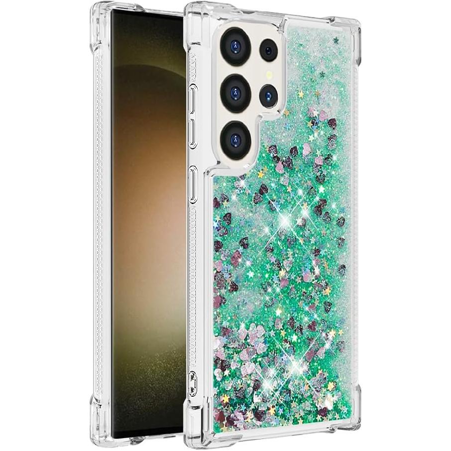 Case for Samsung Galaxy S24 Ultra, Glitter TPU Cover Clear Flowing Quicksand with Anti-Fall Bumper Corner Shockproof Protection Women Girly Case for