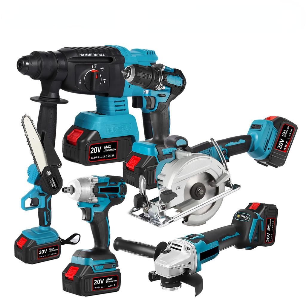 2 SET/ 3 SET/ 4 SET/ 6 SET Household Rechargeable Power Tool Combination With Two Battery Brushless Cordless Tool Sets Portable Electric Combo Kits