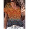 Fashion Women's V-neck T-shirt Summer Outdoor Street Trend Short-sleeved Blouse Floral Print Pattern Loose Clothing