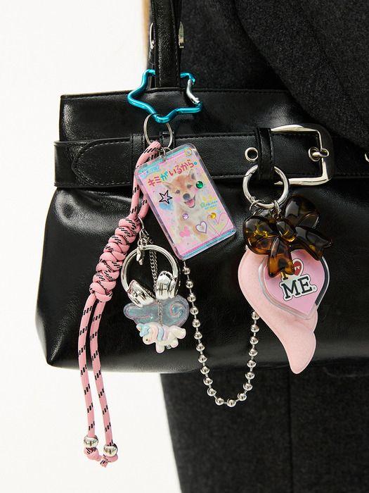 VVV Baby Angel Star Ribbon Chain Strap Keyring _ Pink