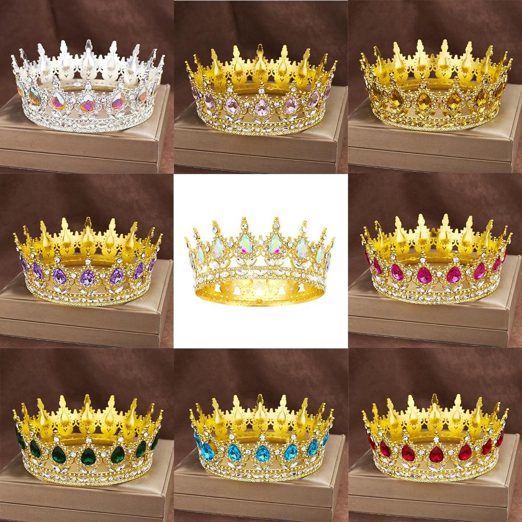 European Baroque Rhinestone King Crown Headpiece Tiara