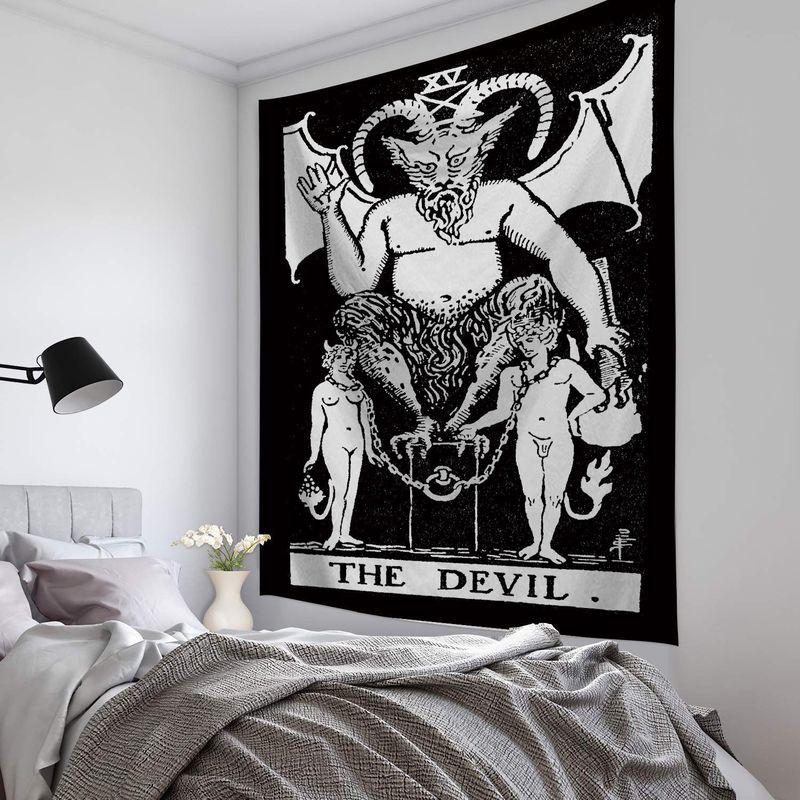 Vintage Tarot Card Tapestry The Sun Lovers Star Devil Witchy Wall Hanging Mystic Dark Aesthetic Dorm Bedroom Home Decor