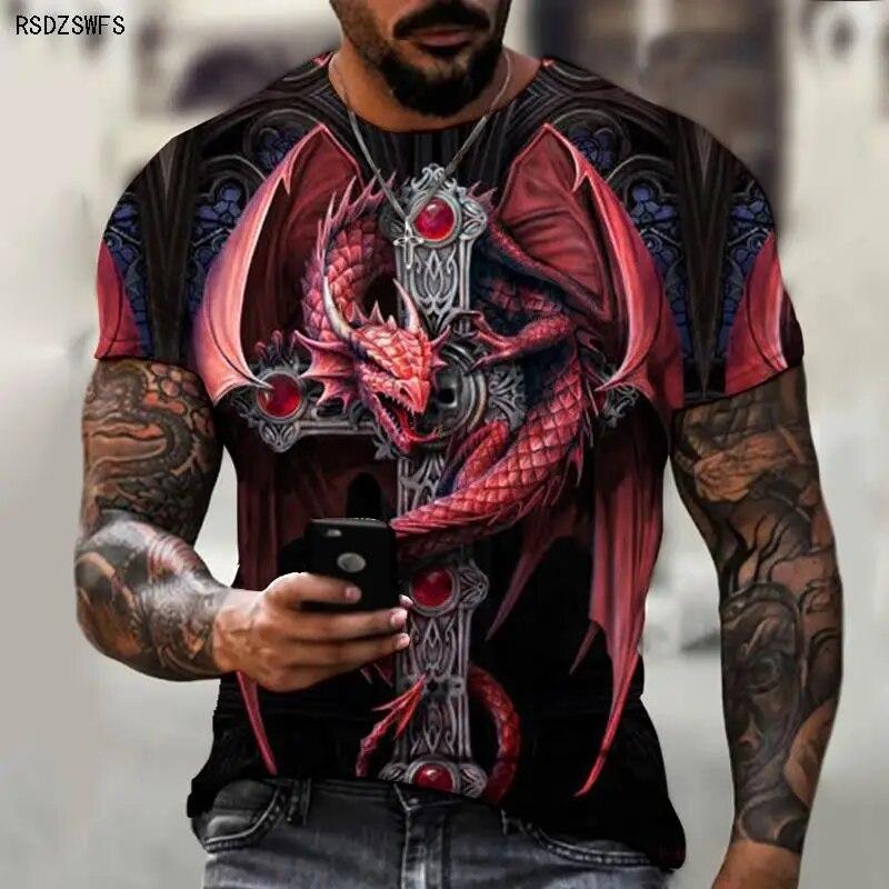 

Мужская футболка с 3D принтом «Мутант Череп Монстр Дракон» и уличным стилем ужасов, лидер моды, супер большой размер S-5XL