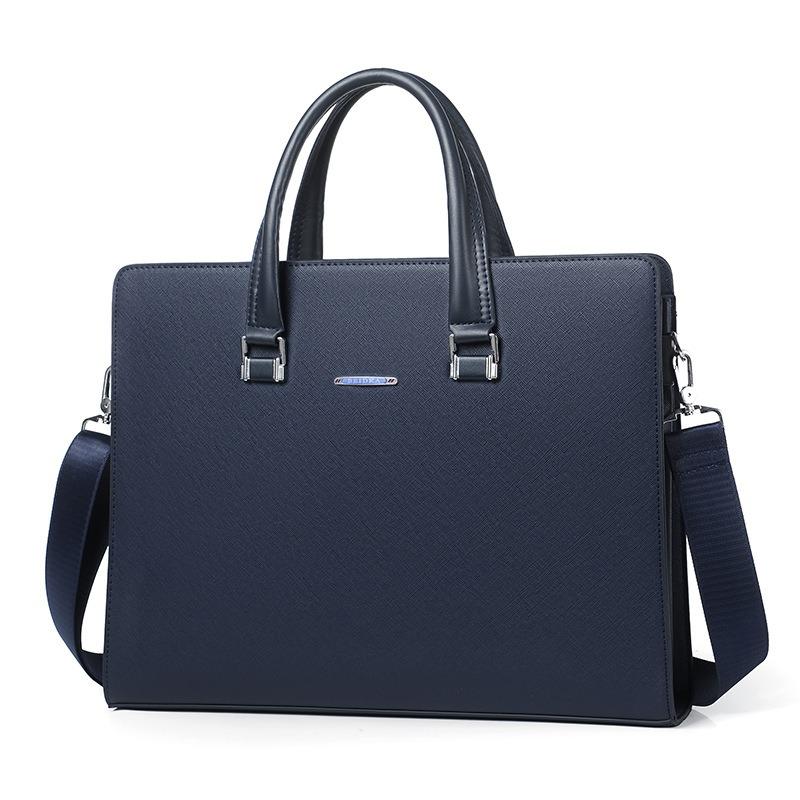 New Business Men's Bag Business Trip Portable Horizontal Briefcase Leather Single Shoulder Oblique Span Computer Bag