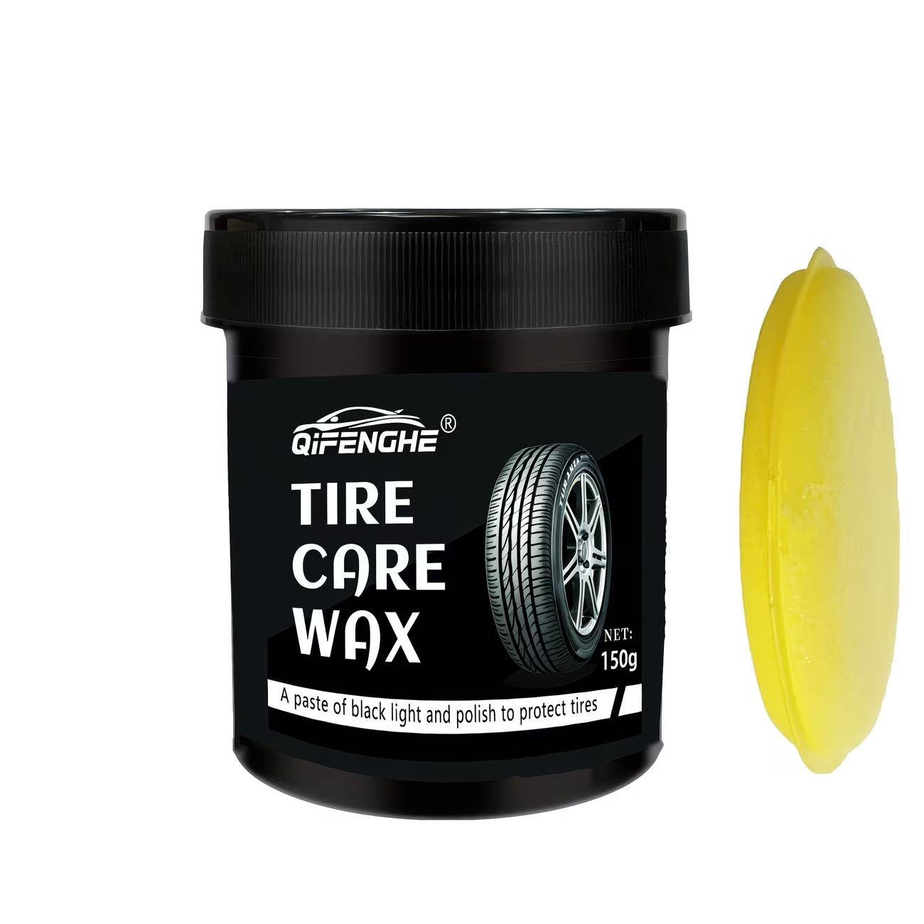 Tire Care Wax, Tire Blackening Paste, Tire Polish Coating for Car, Hydrophobic Anti-aging Tire Shine Wax, Restore Gloss & Protec 150g