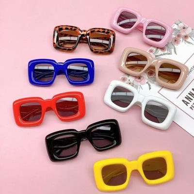 Nieuwe Vierkante Snoepkleur Kinder Zonnebrillen UV400 Mode Merk Designer Jongens Meisjes Rood Geel Unieke Zonnebrillen