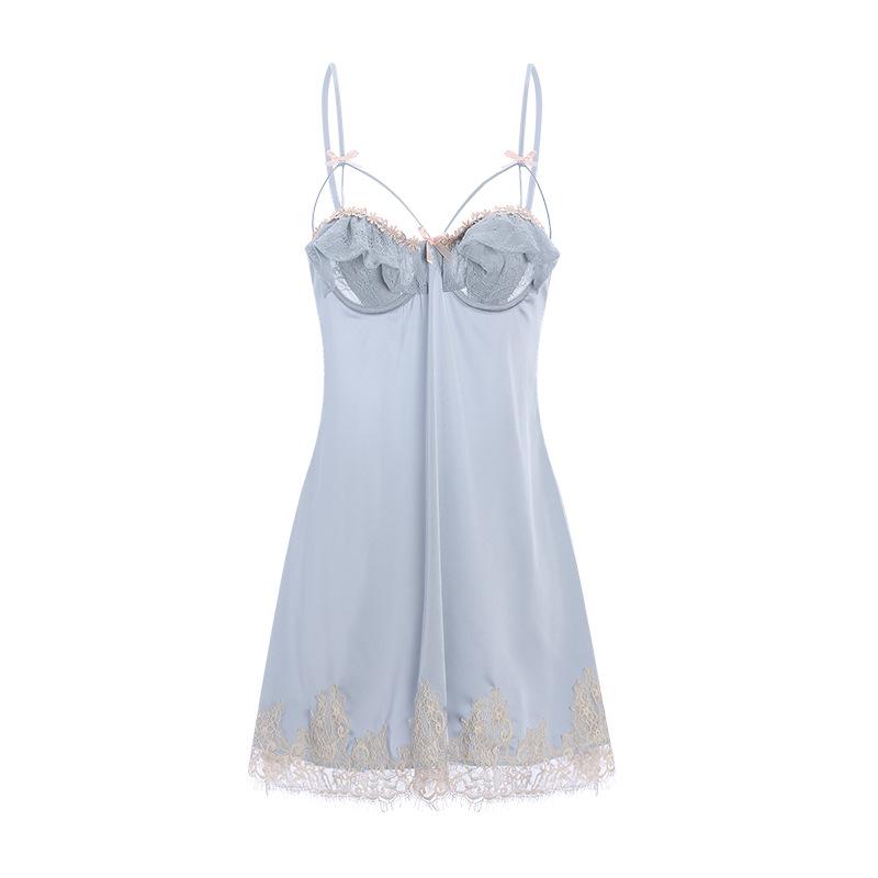 Plus Size Women’s Sexy Nightgown Lace Backless Camisole Padded Underwire Nightdress