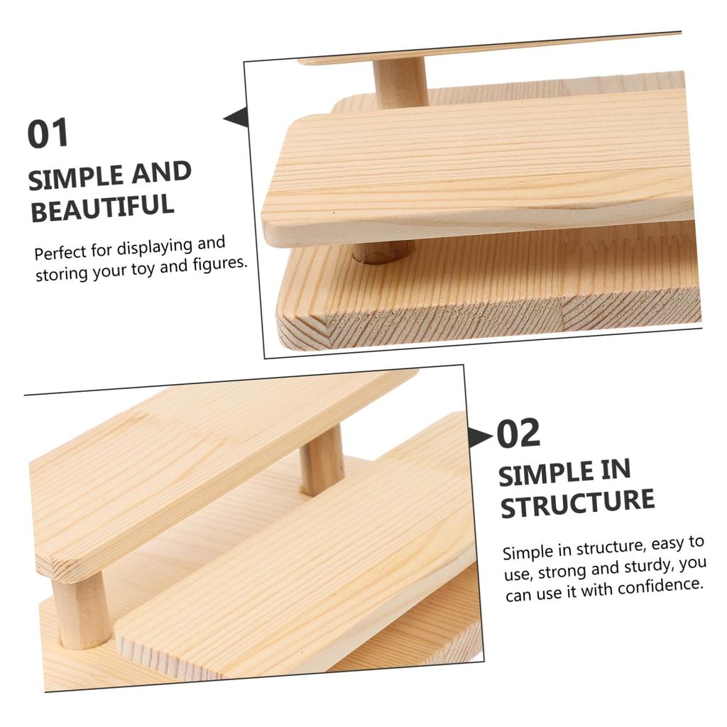 LEDMOMO Multi-Purpose Wooden Display Stand, Tiered, for Collectibles, Figures, Jewelry, Toy Models, and Cake Stands