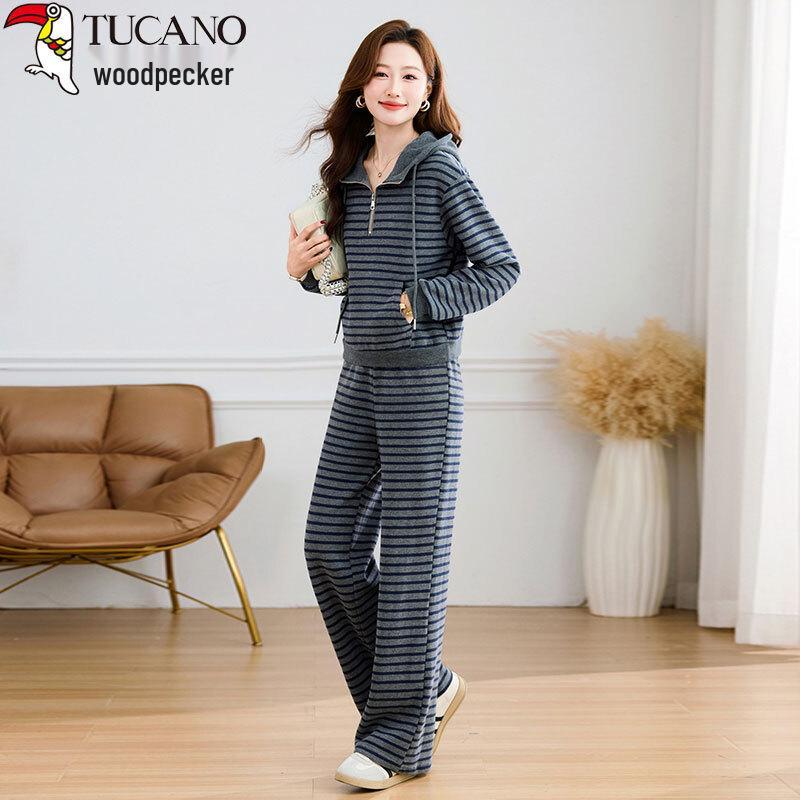 Woodpecker Women's Striped Hooded Loungewear Set