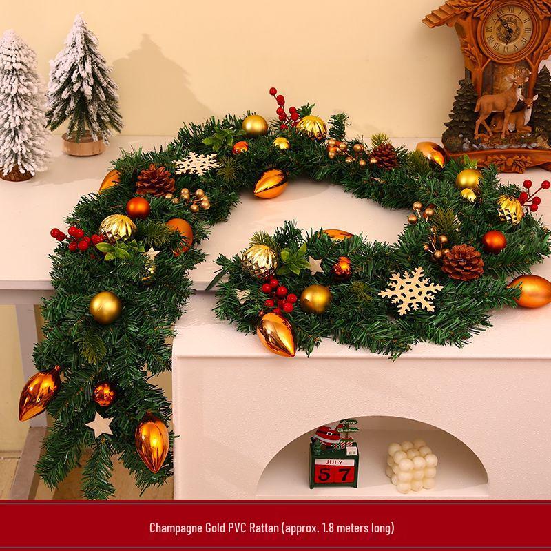 2025 Christmas Encrypted Rattan Wreath Hanging Ornaments for Door & Wall with Snow Scene Decor