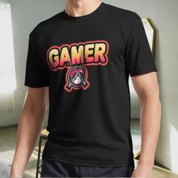 

New Shirt Gamer with Two Shotguns Logo Active T-Shirt Funny Size S to 5XL 4XL