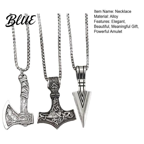 Evil Eye Repellent Jewelry 3Pcs Viking Necklace Hammer Spearhead Ax