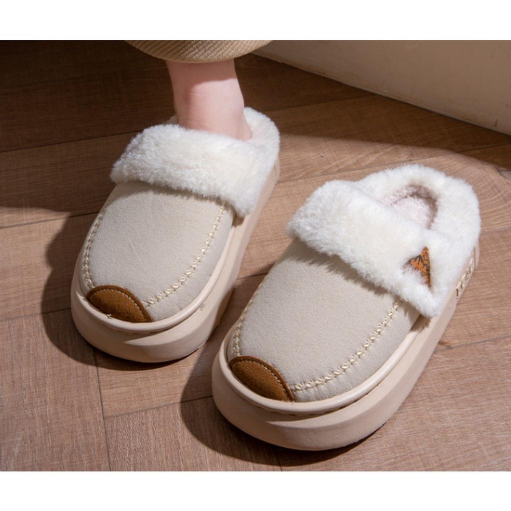 36-45 Thick Soled Warm Cotton Shoes for Women, Winter Outerwear, Anti Slip, Odor Proof, and Fleece Cotton Slippers for Women