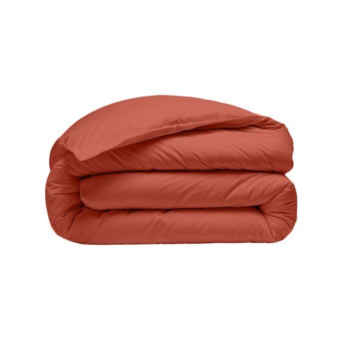 Housse de couette - 220 x 240 cm - Percale de coton lavé - Couleur terracotta - Hypoallergénique