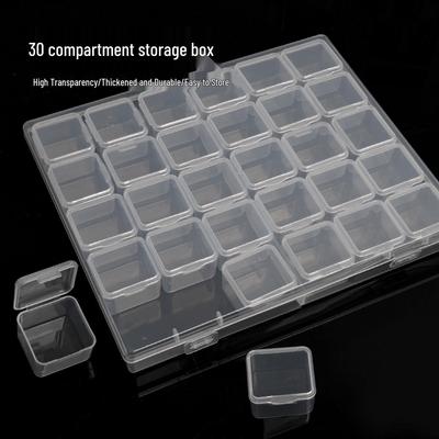 30-Compartment Semi-Transparent Nail Art Storage Box for Rhinestones and Accessories