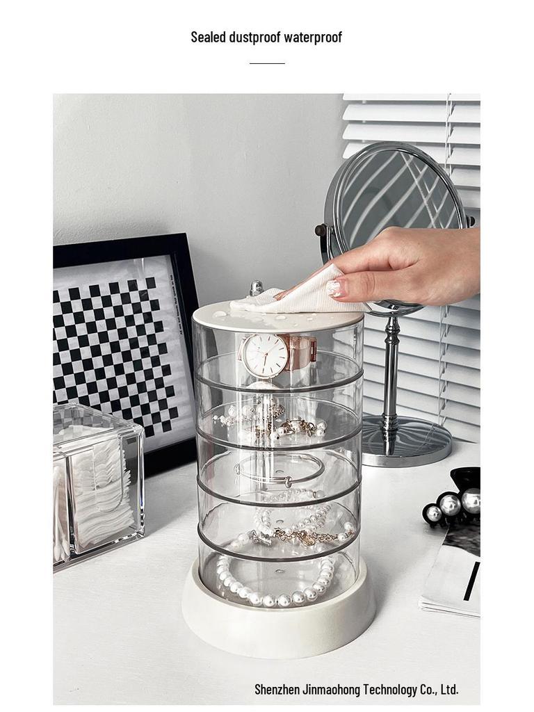 Rotating Transparent Jewelry Storage Box for Earrings, Necklaces, and Hair Accessories