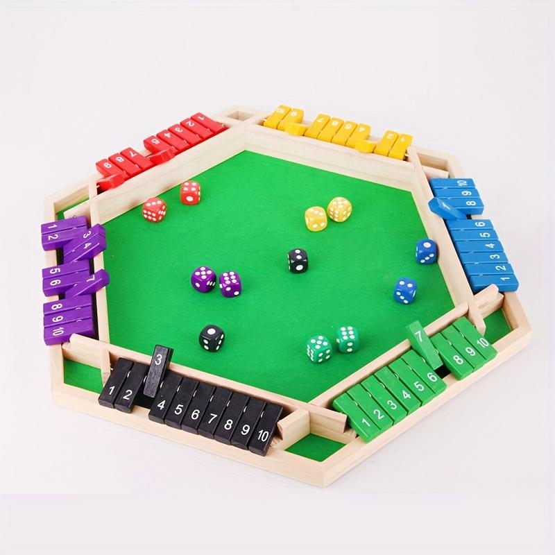 Dice Game Wooden Box with 12 Random Color Dice - 2-6 Player Tabletop Board Game, Handmade Family Entertainment Travel Souvenir, Dice Games for Adults