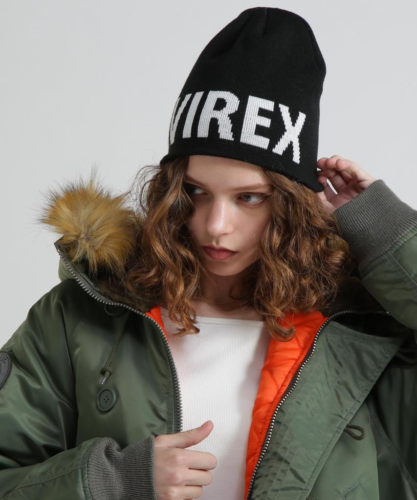 AVIREX Direct Store Limited AVIREX LOGO BEANIE Knit Cap Women's F 010 Black 783-5274606