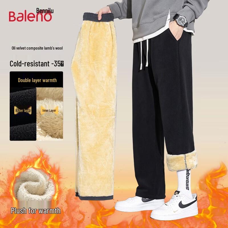 Baleno Men s Lamb Fleece Straight-Leg Casual Pants XL