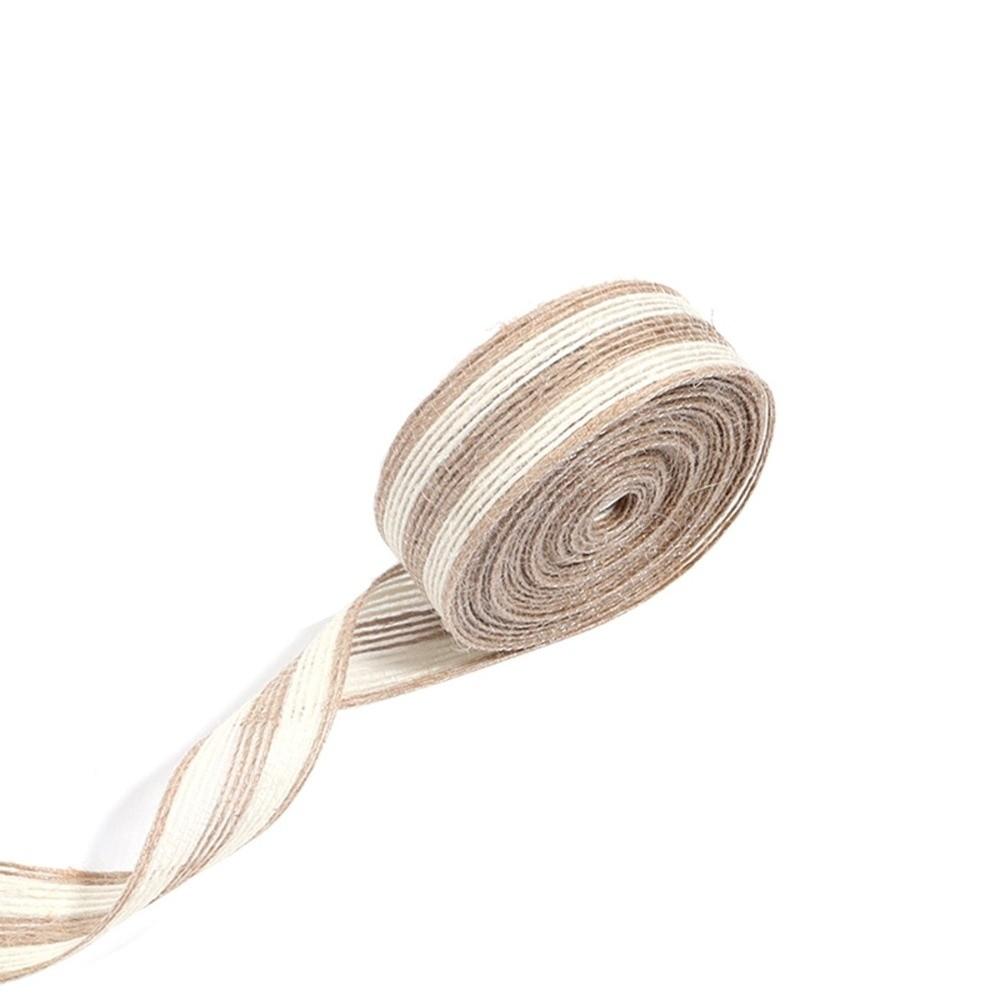New White Edge Jute Rope Linen DIY Burlap Ribbon Natural Color Linen Webbing Gift Packing