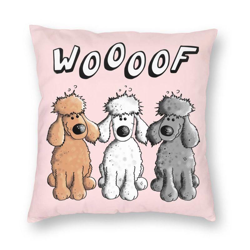Pink Convertible Pillowcase White Poodle Home Decor Dog Lover Sofa Cushion Cover Living Room  Bedroom