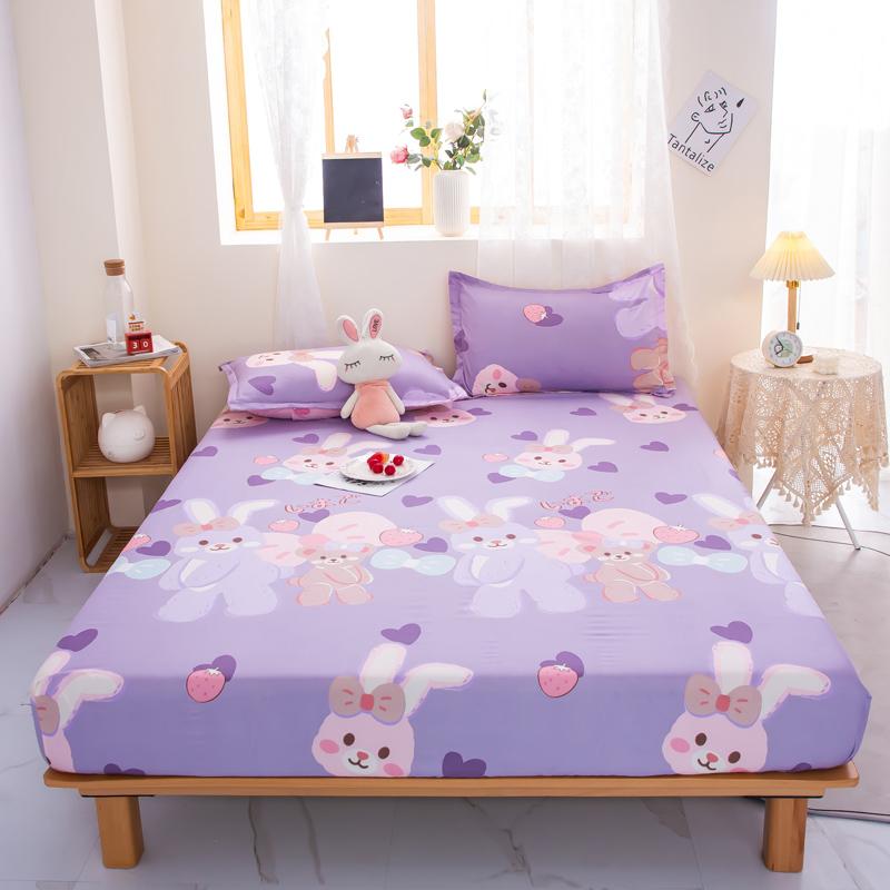 1pc Bed Sheet On Elastic Rainbow Printed Bed Fitted Sheet for Double Bed Single Bed Linen Queen Bottom Sheet(without Pillowcase)