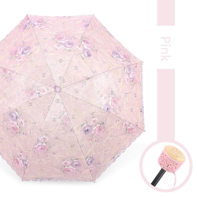 

Зонт с кружевной вышивкой, женский, черный, резиновый, три складных зонтика, принцесса, милый кружевной зонтик, защита от ультрафиолета, зонты от солнца и дождя