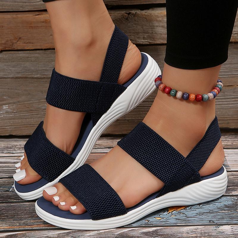 Lucyever Elastic Knitted Platform Sandals Women Summer Slip On Wedge Sandles Woman Lightweight Non Slip Sandalias Mujer 2024