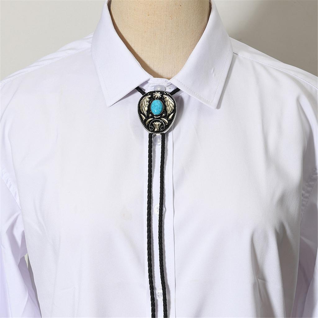 Geflochtene Schnur Bolo Krawatte mit Gravur Stein Anhänger Cowboy Krawatte Halskette Landhausstil Bolo Krawatte Cowboy