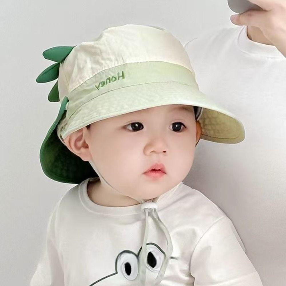 Letter Embroidery Cartoon Animal Bucket Hat Quick-dry Children's Fisherman Hat  Kid