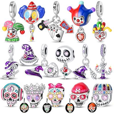 Newcopper Halloween Luminous Skull Charm Circus Clown Beads Fit 3Mm Original Copper Bracelet Diy Jewelry Gift