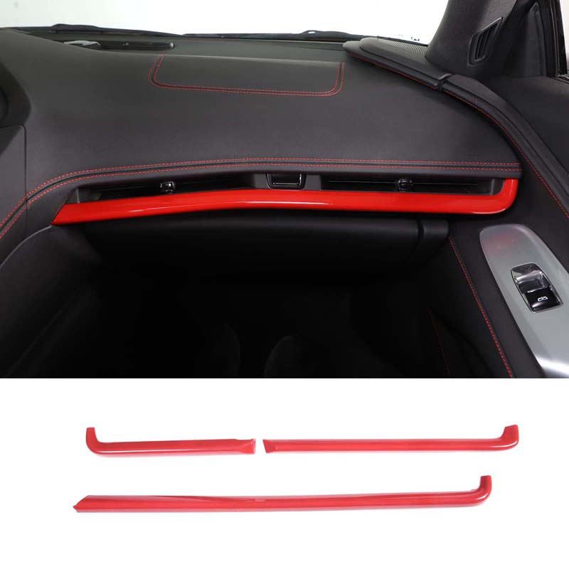 For Chevrolet Corvette C8 Z51 Z06 - ABS Carbon Fiber/Red Car Dashboard Trim Strip Car Interior Accessories
