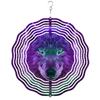 10-Inch Metal Wind Chime with 360° Swivel Hook - Handcrafted Purple & Green Wolf Design, Outdoor Garden Decor