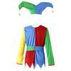 Unisex Circus Clown Costume Color Block Patchwork Clown Dress Hat Waistband Pants Halloween Performance Attire