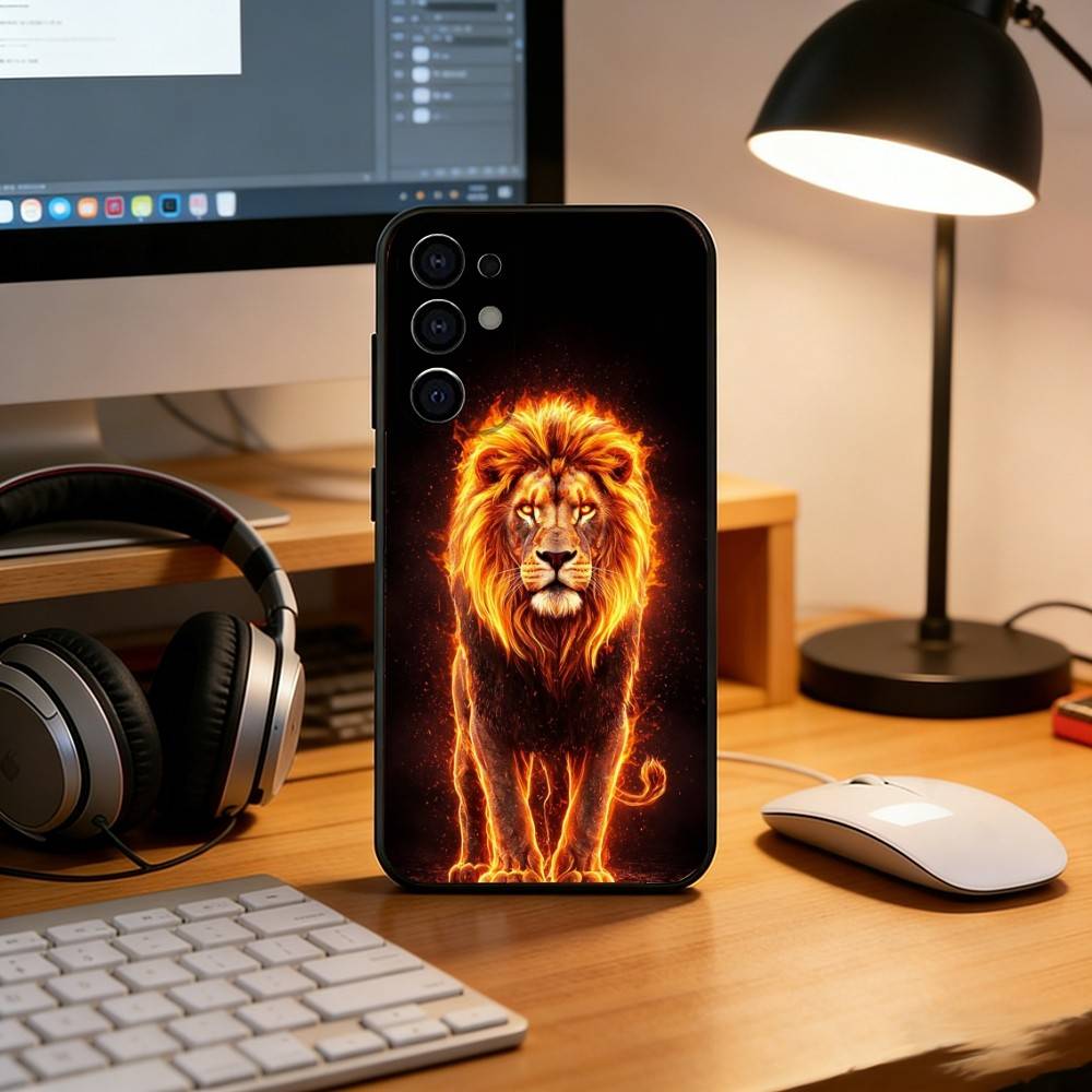 Majestic Lion Phone Case Black Silicone Soft For Samsung S25,S24,S21,S22,S23,S30,Ultra,S20,Plus,Fe,Lite Samsung S20ULTRA5G