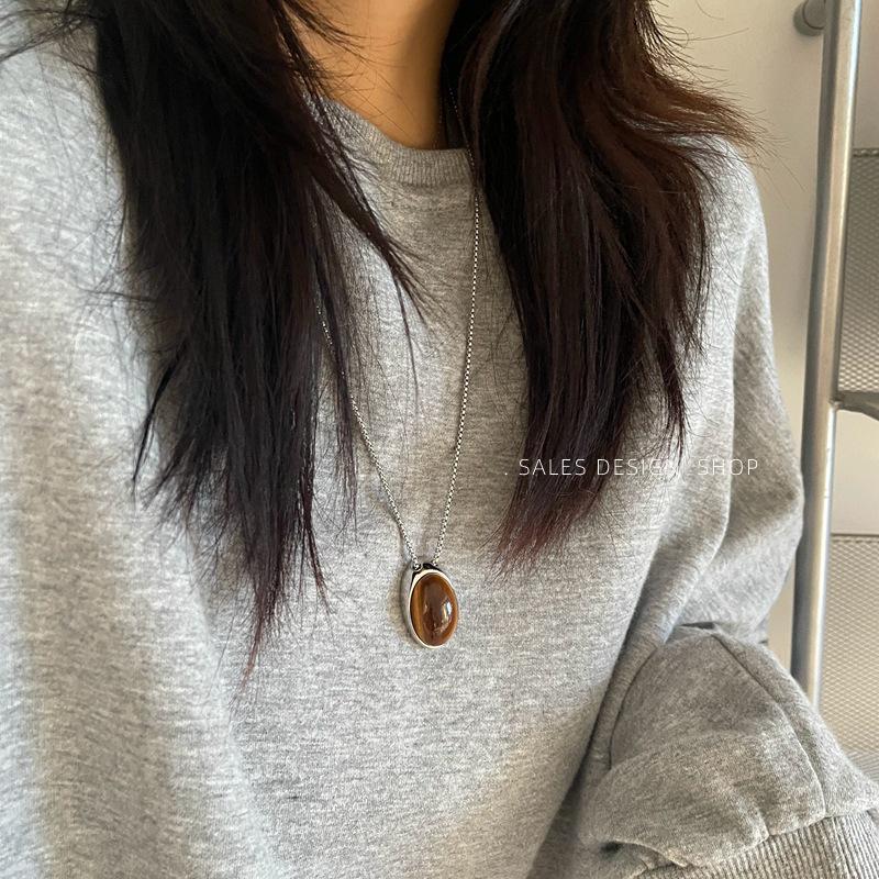 Шикарное овальное ожерелье-подвеска из тигрового глаза - Несколько стилей