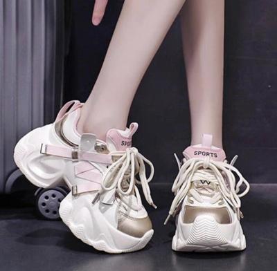Zapatillas Deportivas para Mujer Zapatos Moda Plataforma Tenis Femenino Zapatos de Mujer Diseñador Entrenadores Suela Gruesa Casual Nuevo Rosas Altos con Cordones
