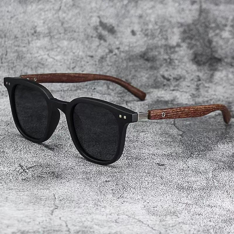 Trendy Wood Grain Sunglasses for Men Women UV Protection Retro Shades Outdoor Cycling Street Photography