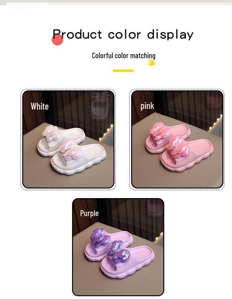Girls' Soft Sole Non-Slip Bow Slippers for Outdoors - Princess Style