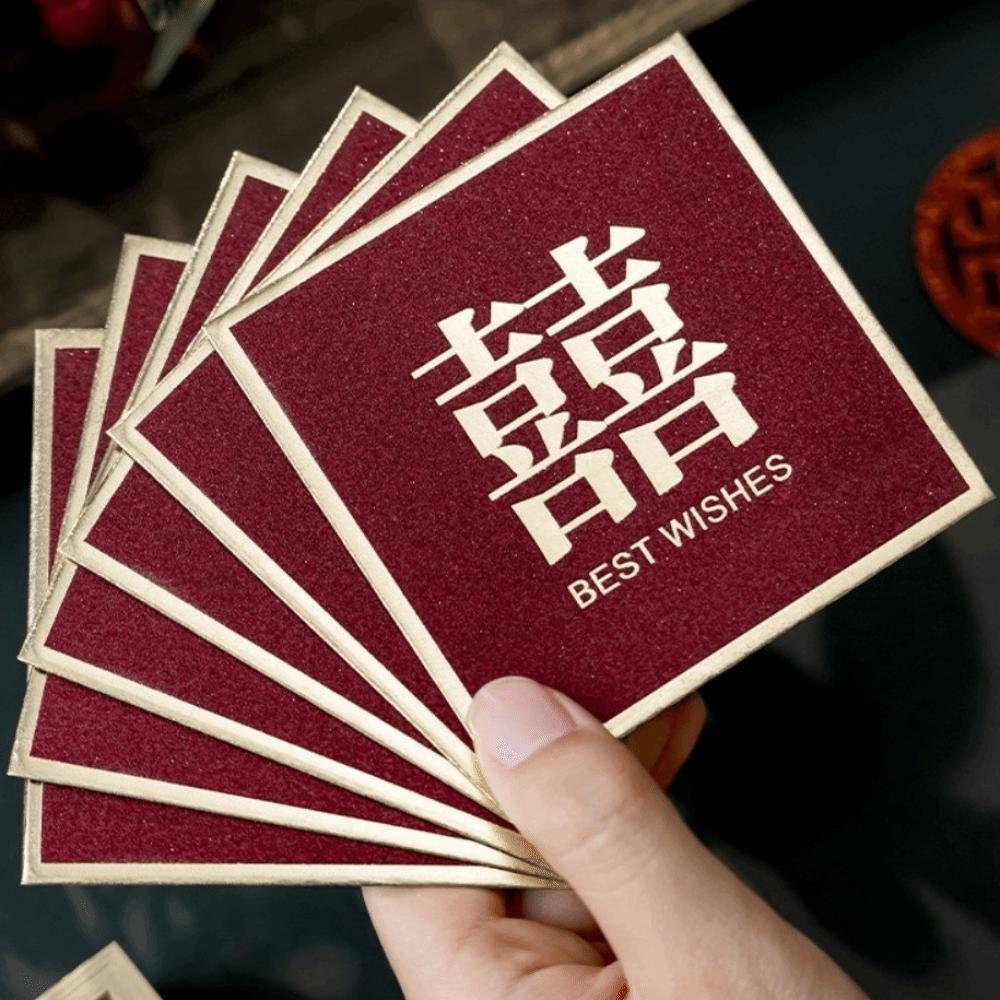 New Year Blessing Words Wedding Red Envelope Pearlescent Paper Spring Festival Mini Money Pocket S/M/L Size Bronzing