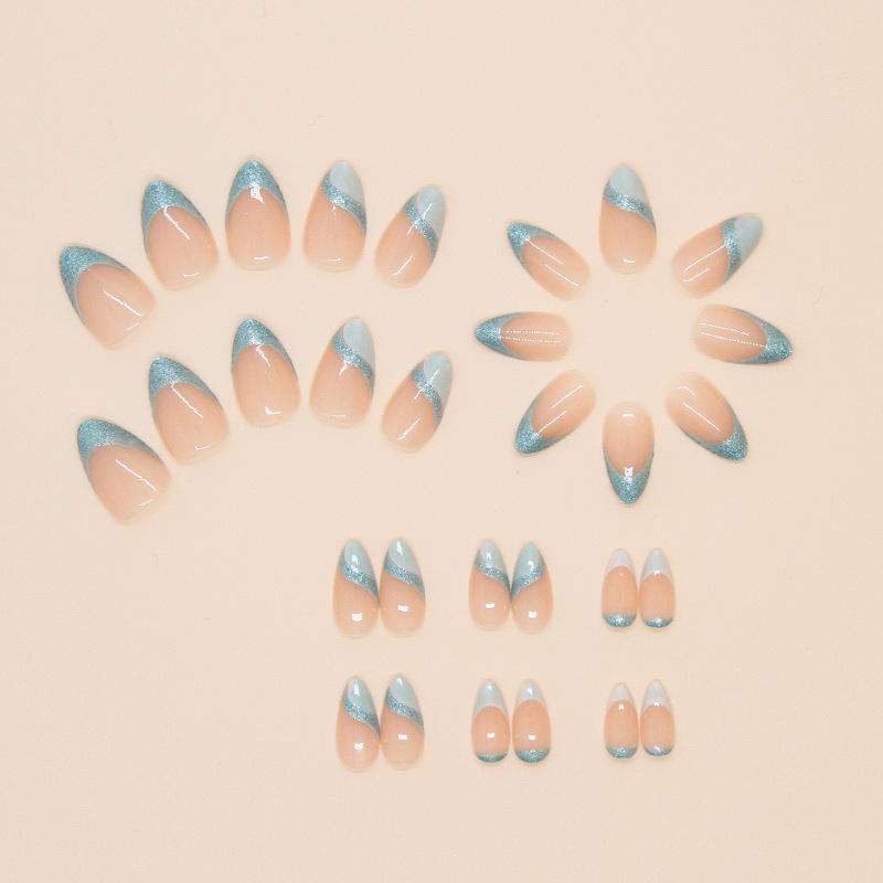 Schlichter blauer französischer Kunstnagel Tragbarer Nagel Abnehmbares Nagelstück Liniennagelstück Nagelpflaster
