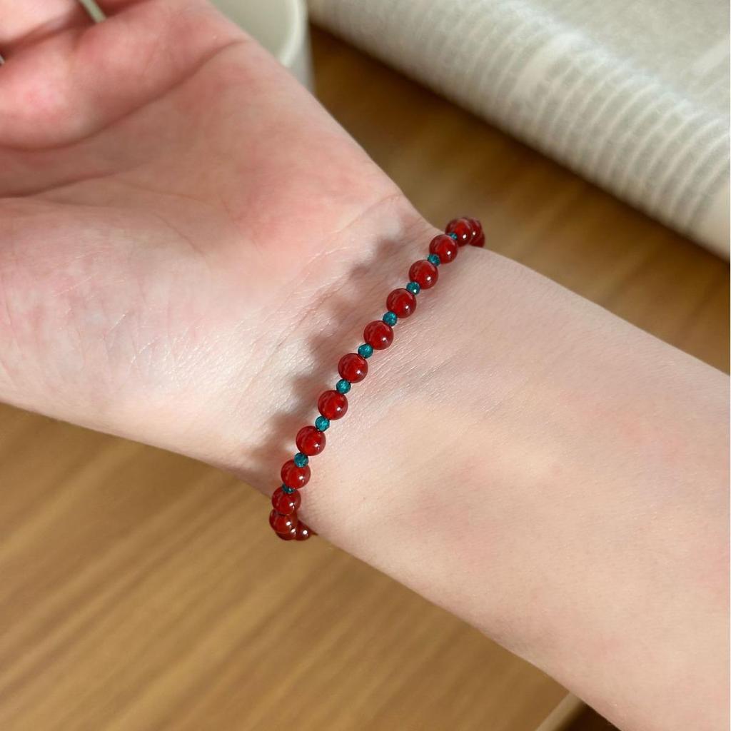 Ankela Red Beaded Necklace for Women, Light Luxury New Chinese Style, Chic & Versatile Clavicle Chain Bracelet