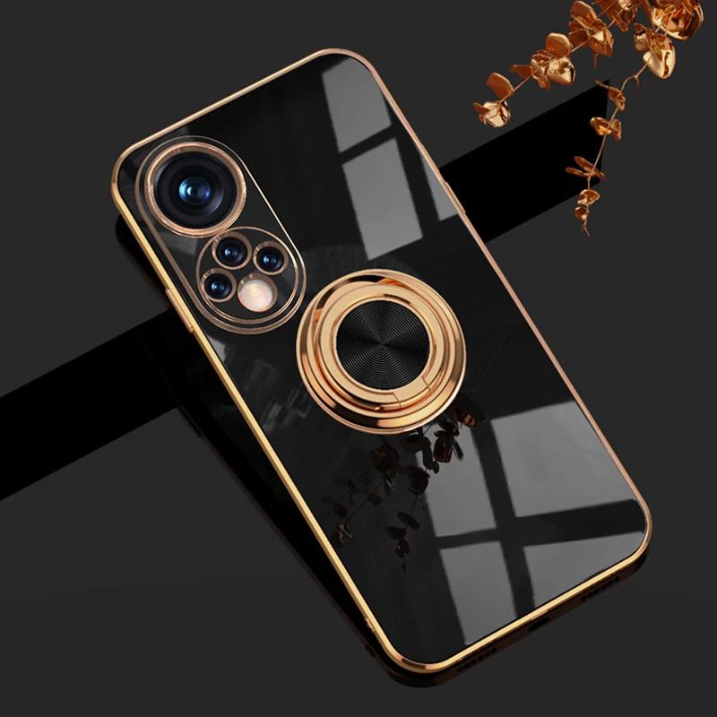 Luxuey Plating Gloss Surface Silicone Phone Case For Honor 300 200 Pro Smar Lite Ultra X9 8 7A B C 360° Rotate Ring Holder Cover