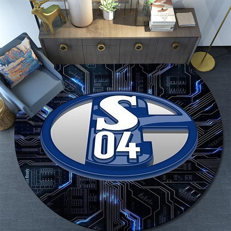 FC Schalke 04 Pattern Round rug,Carpet Rug for Living Room Bedroom Playroom ,Non-slip Floor Mat,Holiday Gifts and Birthday Gifts.