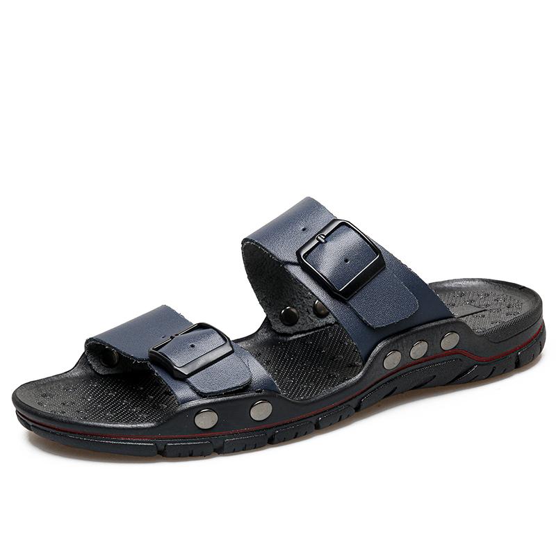 

TUINANLE Men s Comfort Breathable Hollow Out Leather Slippers Summer New Outdoor Casual Beach Walking Sandals 38 синій