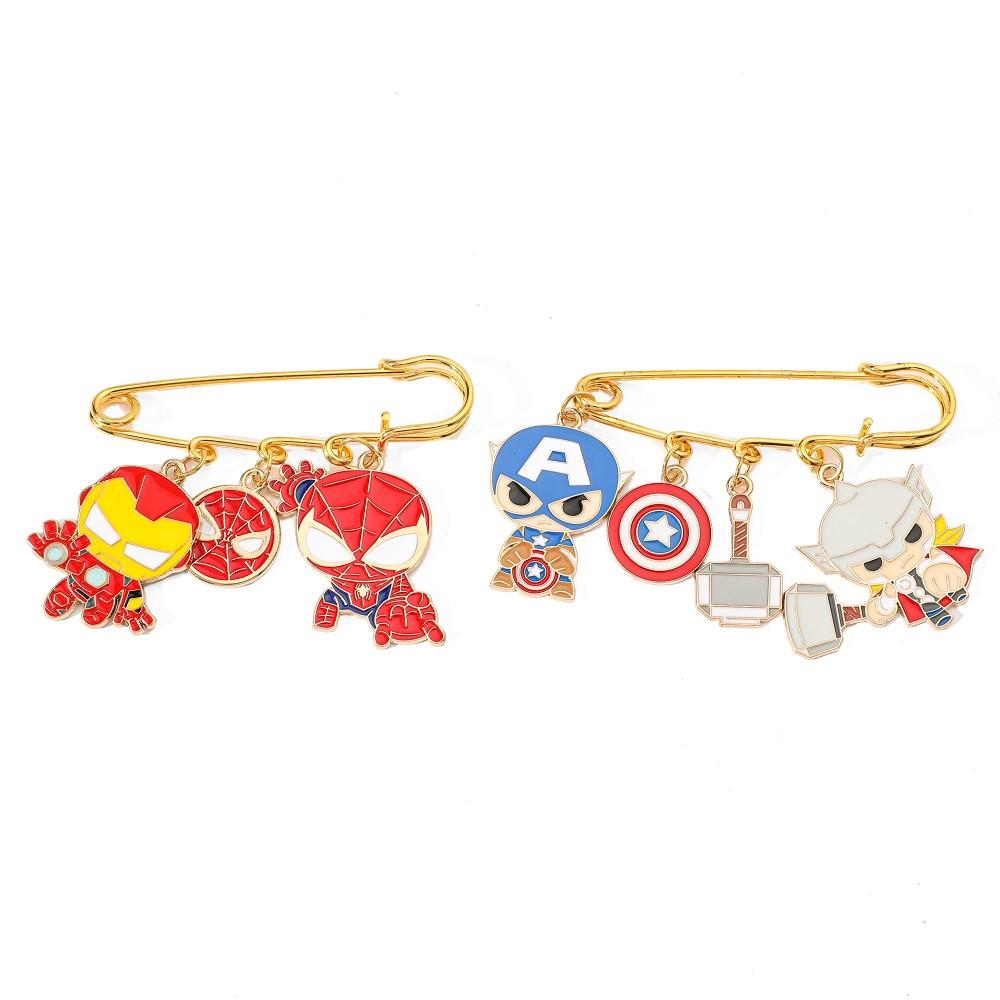 

2 PCS Creative Brooch Cartoon Fashion Iron Man Metal Badge Jewelry Clothing Backpack Accessories Gift For Friends