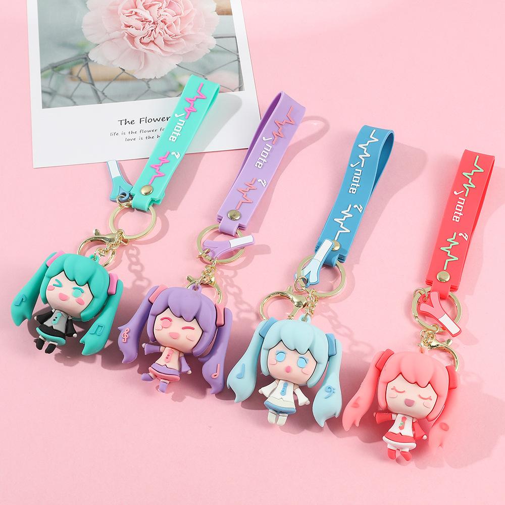 Hatsune Miku Keychain Anime Figure Creative Cartoon Car Key Chain Ring Birthday Halloween Christmas Gift